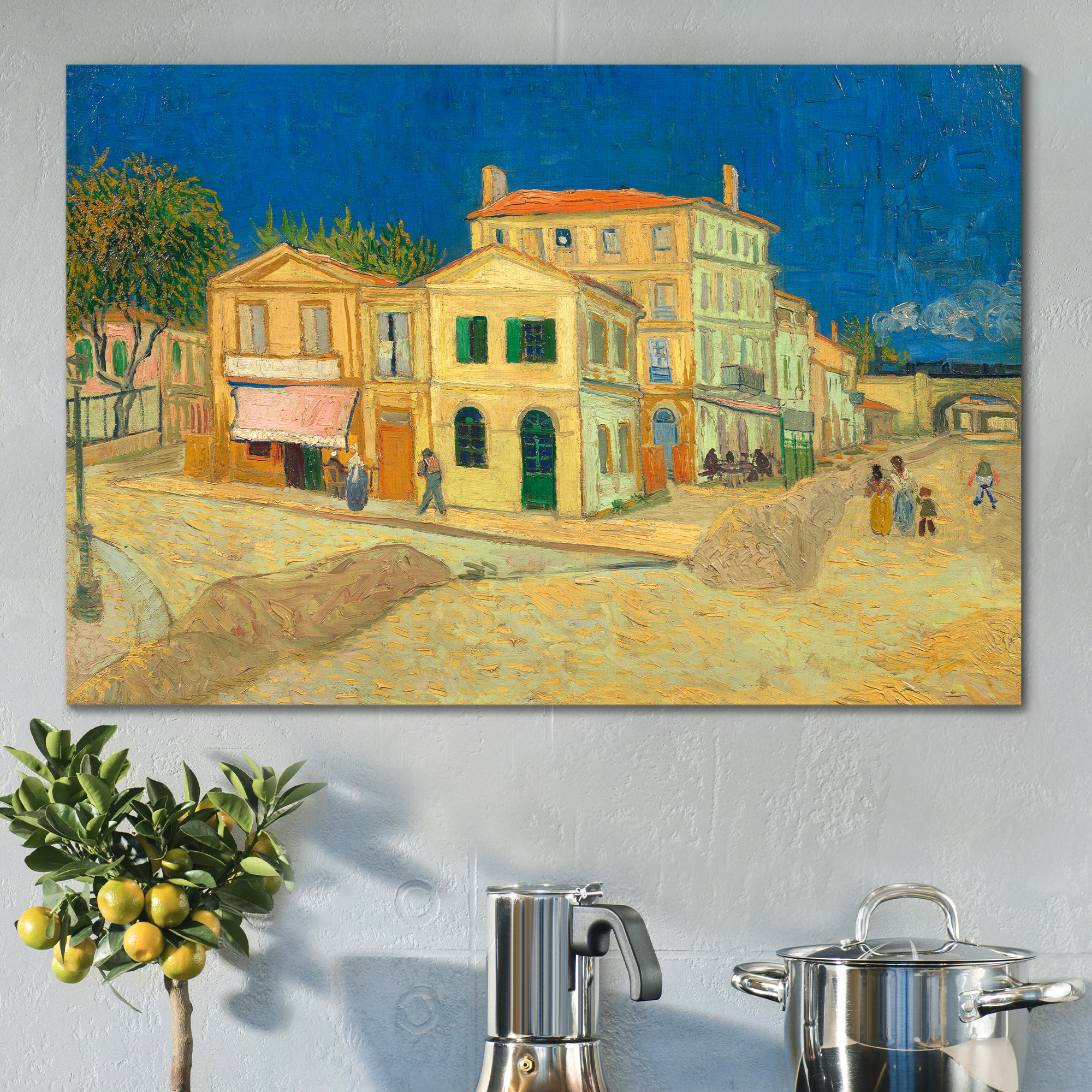 The Yellow House by Vincent Van Gogh - Oil Painting Reproduction on Canvas Prints Wall Art, Ready to Hang - 24