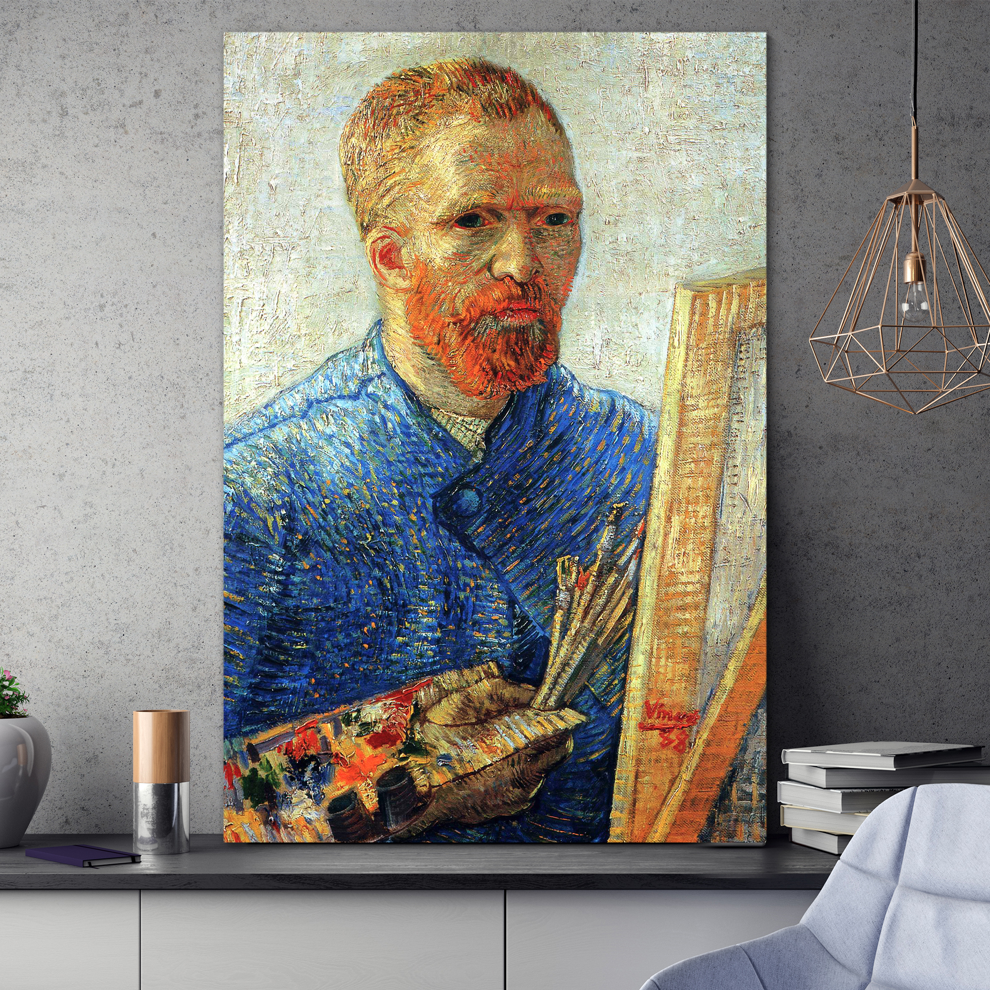 Self Portrait as a Painter by Vincent Van Gogh - Oil Painting Reproduction on Canvas Prints Wall Art, Ready to Hang - 24