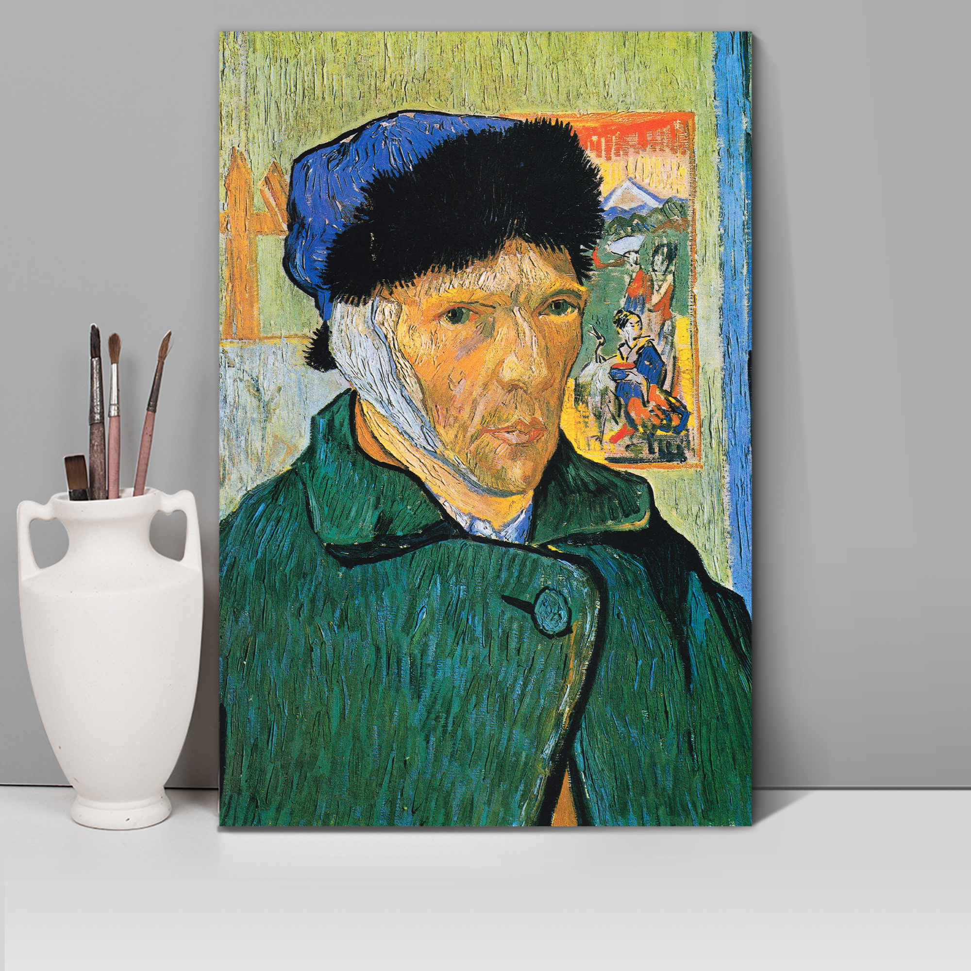 Portrait with Bandaged Ear by Vincent Van Gogh - Oil Painting Reproduction on Canvas Prints Wall Art, Ready to Hang - 24