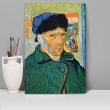 Portrait with Bandaged Ear by Vincent Van Gogh - Oil Painting Reproduction on Canvas Prints Wall Art, Ready to Hang - 24" x 36"