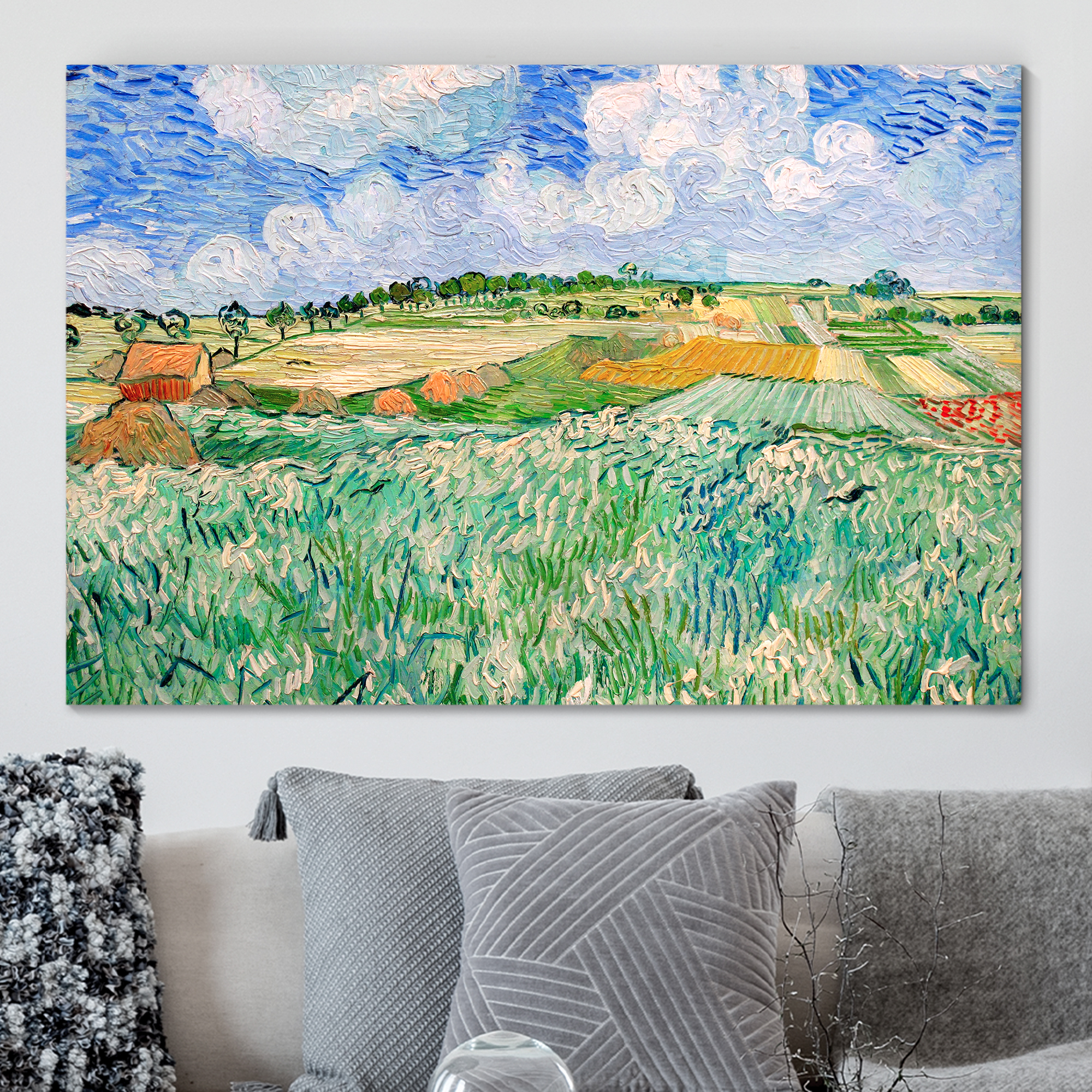 Plain near Auvers by Vincent Van Gogh - Oil Painting Reproduction on Canvas Prints Wall Art, Ready to Hang - 24