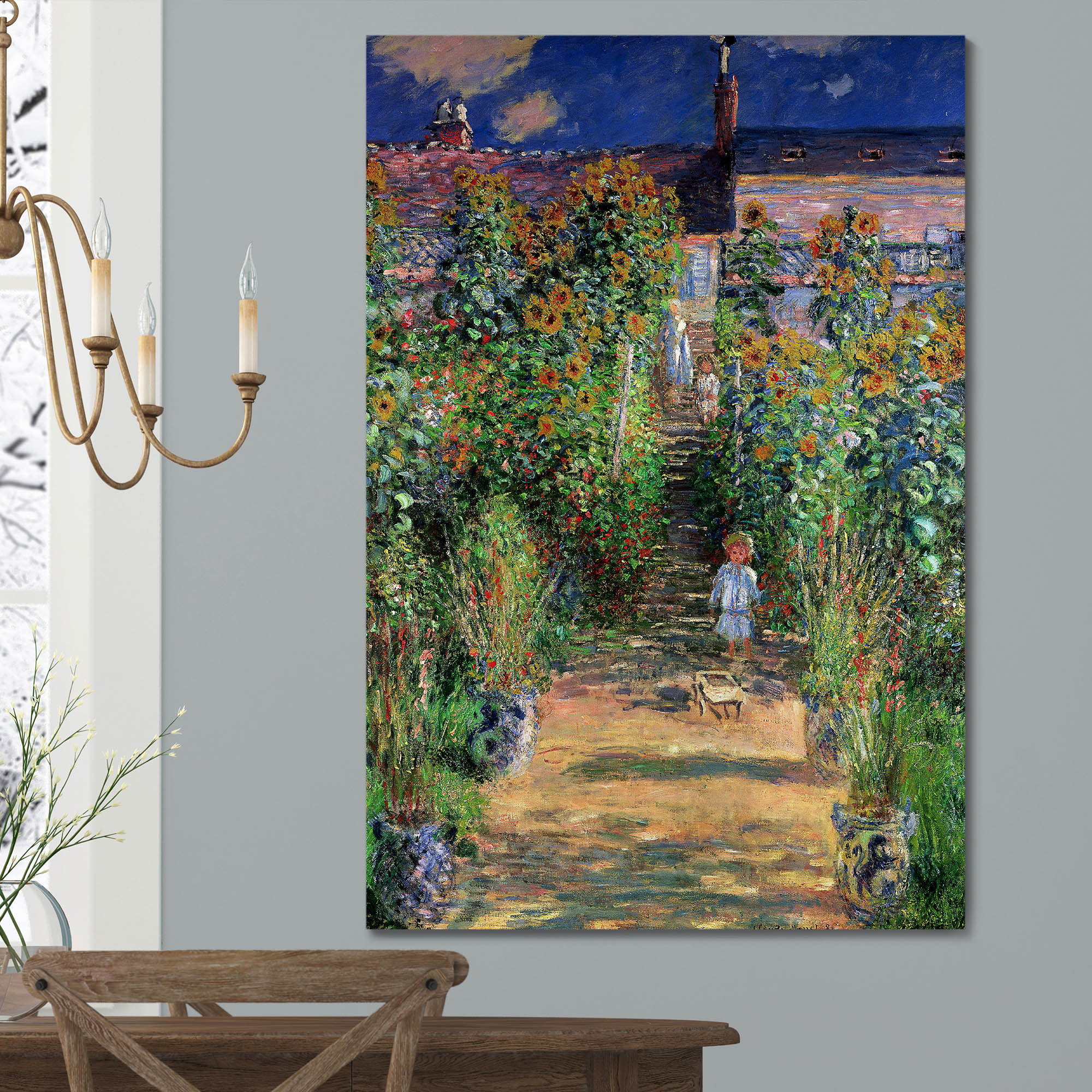 Monet's Garden At Vetheuil (Option #2) by Claude Monet - Canvas Art