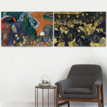 Wall26? - The Dance Hall in Arles/Memory of the Garden at Etten (Ladies of Arles) by Vincent Van Gogh | Canvas Prints Wall Art, Ready to Hang - 16" x 24" x 2 Panels