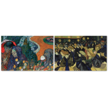 Wall26? - The Dance Hall in Arles/Memory of the Garden at Etten (Ladies of Arles) by Vincent Van Gogh | Canvas Prints Wall Art, Ready to Hang - 16" x 24" x 2 Panels