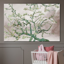 Almond Blossoms on Vintage Background - Updated Vincent Van Gogh - Fine Art Modern Twist - 12"x18"