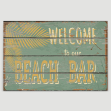 Rustic Wooden Welcome to Our Beach Bar Sign - Canvas Art Home Art - 32x48 inches