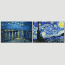 Starry Night & Over The Rhone River Canvas Prints Set of 2 - Reproduction of Van Gogh/Ready to Hang - 16" x 24" x 2 Panels