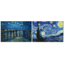 Starry Night & Over The Rhone River Canvas Prints Set of 2 - Reproduction of Van Gogh/Ready to Hang - 16" x 24" x 2 Panels