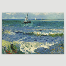 Seascape near Les Saintes Maries De La Mer by Vincent Van Gogh - Oil Painting Reproduction on Canvas Prints Wall Art, Ready to Hang - 24" x 36"