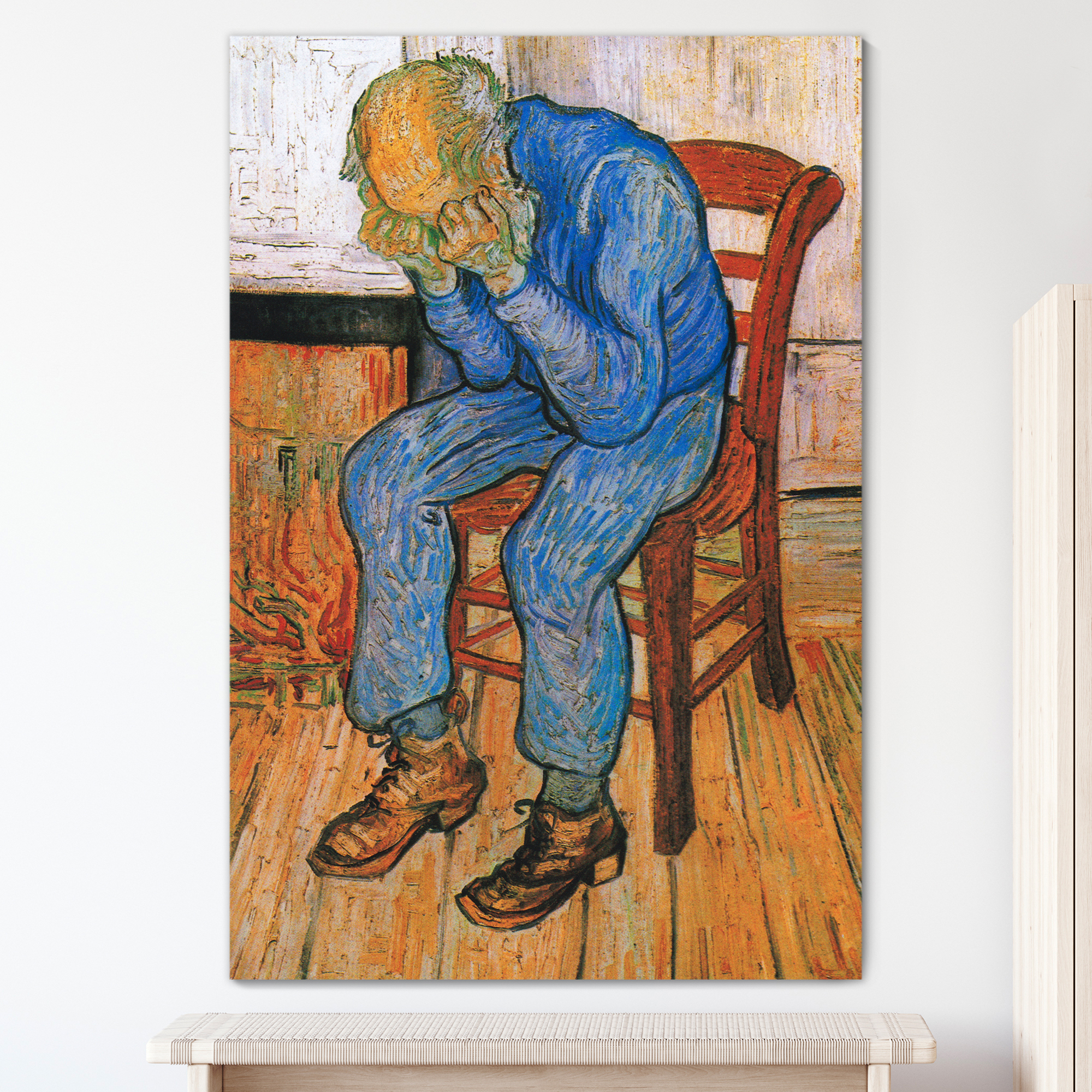 At Eternity's Gate (or Sorrowing Old Man) by Vincent Van Gogh - Oil Painting Reproduction on Canvas Prints Wall Art, Ready to Hang - 24