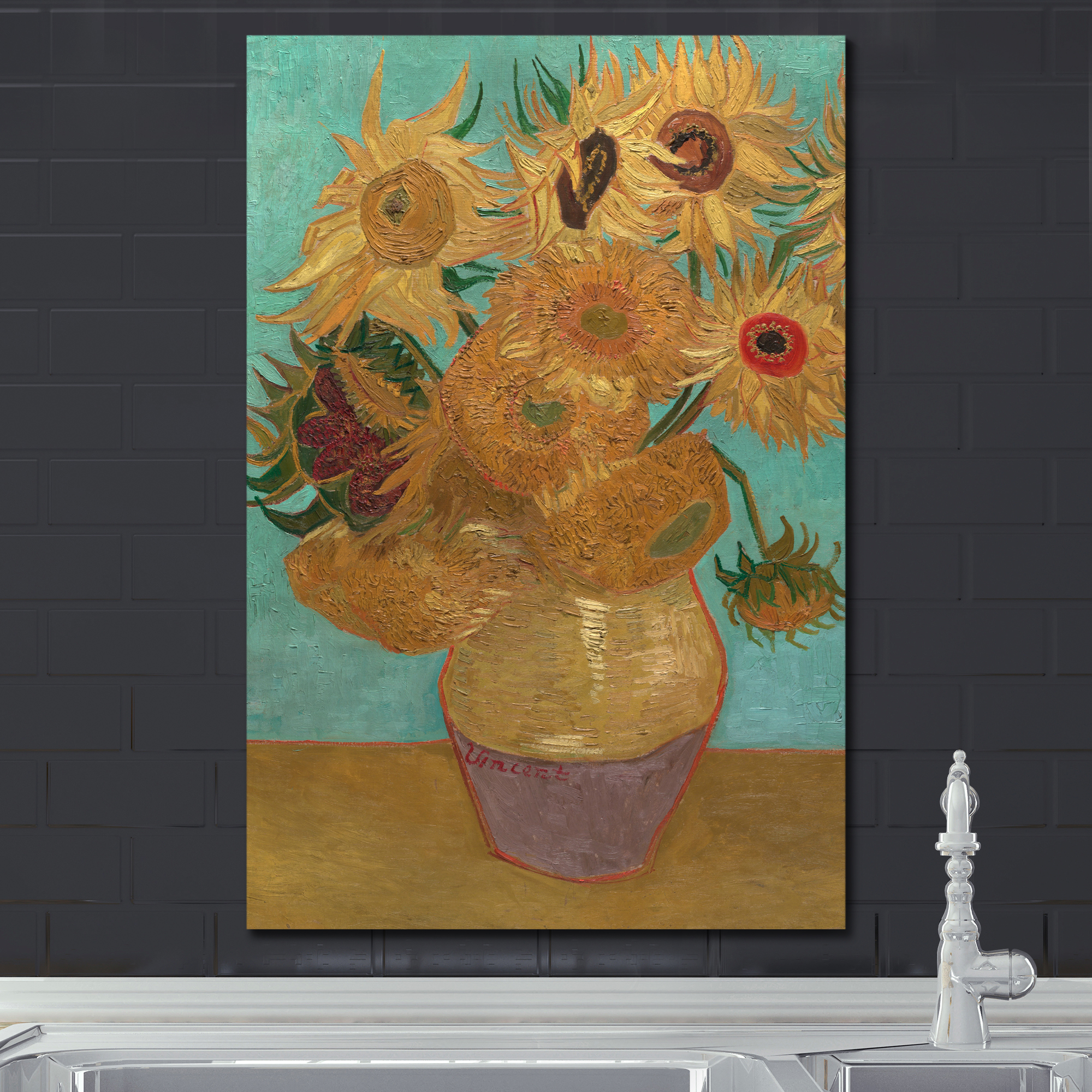The Sunflowers by Vincent Van Gogh - Oil Painting Reproduction on Canvas Prints Wall Art, Ready to Hang - 24