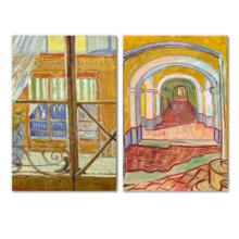 Pork Butcher's Shop Seen from a Window/Corridor in The Asylum by Vincent Van Gogh - Oil Painting Reproduction in Set of 2 | Canvas Prints Wall Art, Ready to Hang - 16" x 24" x 2 Panels