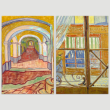 Pork Butcher's Shop Seen from a Window/Corridor in The Asylum by Vincent Van Gogh - Oil Painting Reproduction in Set of 2 | Canvas Prints Wall Art, Ready to Hang - 16" x 24" x 2 Panels