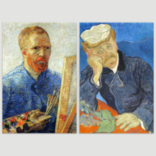 Wall26 - Portrait of Dr. Gachet/Self Portrait as a Painter by Vincent Van Gogh - Oil Painting Reproduction in Set of 2 | Canvas Prints Wall Art, Ready to Hang - 16" x 24" x 2 Panels