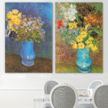 Wall26 - Still life of Flowers in Vase by Vincent Van Gogh - Oil Painting Reproduction in Set of 2 | Canvas Prints Wall Art, Ready to Hang - 16" x 24" x 2 Panels
