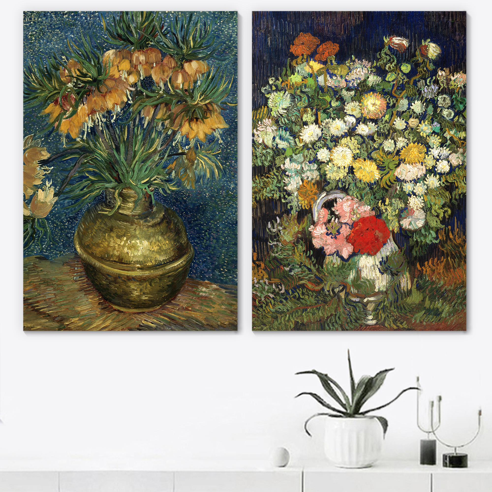 Wall26 - Still life of Flowers in Vase by Vincent Van Gogh - Oil Painting Reproduction in Set of 2 | Canvas Prints Wall Art, Ready to Hang - 16