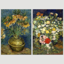 Wall26 - Still life of Flowers in Vase by Vincent Van Gogh - Oil Painting Reproduction in Set of 2 | Canvas Prints Wall Art, Ready to Hang - 16" x 24" x 2 Panels