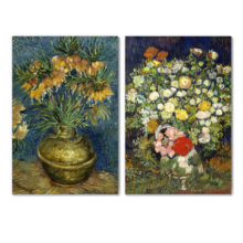 Wall26 - Still life of Flowers in Vase by Vincent Van Gogh - Oil Painting Reproduction in Set of 2 | Canvas Prints Wall Art, Ready to Hang - 16" x 24" x 2 Panels