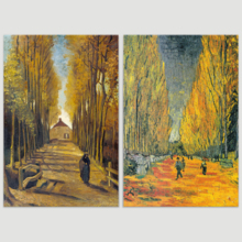 Wall26 - Les Alyscamps (Avenue in Arles) / Avenue of Poplars in Autumn by Vincent Van Gogh - Oil Painting Reproduction in Set of 2 | Canvas Prints Wall Art, Ready to Hang - 16" x 24" x 2 Panels