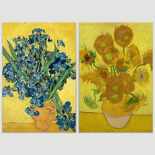 The Sunflowers/Irises by Vincent Van Gogh - Oil Painting Reproduction in Set of 2 | Canvas Prints Wall Art, Ready to Hang - 16" x 24" x 2 Panels