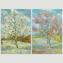 Wall26 - Peach Tree in Bloom by Vincent Van Gogh - Oil Painting Reproduction in Set of 2 | Canvas Prints Wall Art, Ready to Hang - 16" x 24" x 2 Panels