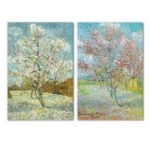 Wall26 - Peach Tree in Bloom by Vincent Van Gogh - Oil Painting Reproduction in Set of 2 | Canvas Prints Wall Art, Ready to Hang - 16" x 24" x 2 Panels