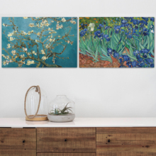 Wall26 - Irises/Almond Blossom by Vincent Van Gogh - Oil Painting Reproduction in Set of 2 | Canvas Prints Wall Art, Ready to Hang - 16" x 24" x 2 Panels