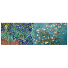 Wall26 - Irises/Almond Blossom by Vincent Van Gogh - Oil Painting Reproduction in Set of 2 | Canvas Prints Wall Art, Ready to Hang - 16" x 24" x 2 Panels
