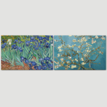 Wall26 - Irises/Almond Blossom by Vincent Van Gogh - Oil Painting Reproduction in Set of 2 | Canvas Prints Wall Art, Ready to Hang - 16" x 24" x 2 Panels