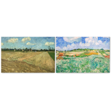 Plain Near Auvers/The Ploughed Field by Vincent Van Gogh - Oil Painting Reproduction in Set of 2 | Canvas Prints Wall Art, Ready to Hang - 16" x 24" x 2 Panels