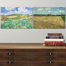 Plain Near Auvers/The Ploughed Field by Vincent Van Gogh - Oil Painting Reproduction in Set of 2 | Canvas Prints Wall Art, Ready to Hang - 16" x 24" x 2 Panels