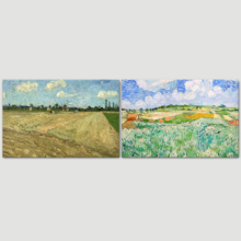 Plain Near Auvers/The Ploughed Field by Vincent Van Gogh - Oil Painting Reproduction in Set of 2 | Canvas Prints Wall Art, Ready to Hang - 16" x 24" x 2 Panels