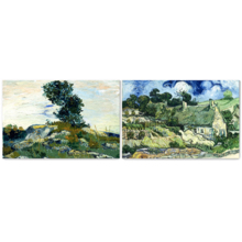 Wall26 - The Rocks/Thatched Cottages at Cordeville by Vincent Van Gogh - Oil Painting Reproduction in Set of 2 | Canvas Prints Wall Art, Ready to Hang - 16" x 24" x 2 Panels