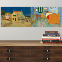 Bedroom/The Yellow House by Vincent Van Gogh - Oil Painting Reproduction in Set of 2 | Canvas Prints Wall Art, Ready to Hang - 16" x 24" x 2 Panels