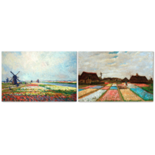 Wall26 - Tulip Fields near The Hague/Bulb Fields by Vincent Van Gogh - Oil Painting Reproduction in Set of 2 | Canvas Prints Wall Art, Ready to Hang - 16" x 24" x 2 Panels