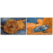 Sunflowers/Noon, Rest from Work by Vincent Van Gogh - Oil Painting Reproduction in Set of 2 | Canvas Prints Wall Art, Ready to Hang - 16" x 24" x 2 Panels
