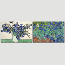 Wall26 - Irises and Roses/Irises by Vincent Van Gogh - Oil Painting Reproduction in Set of 2 | Canvas Prints Wall Art, Ready to Hang - 16" x 24" x 2 Panels