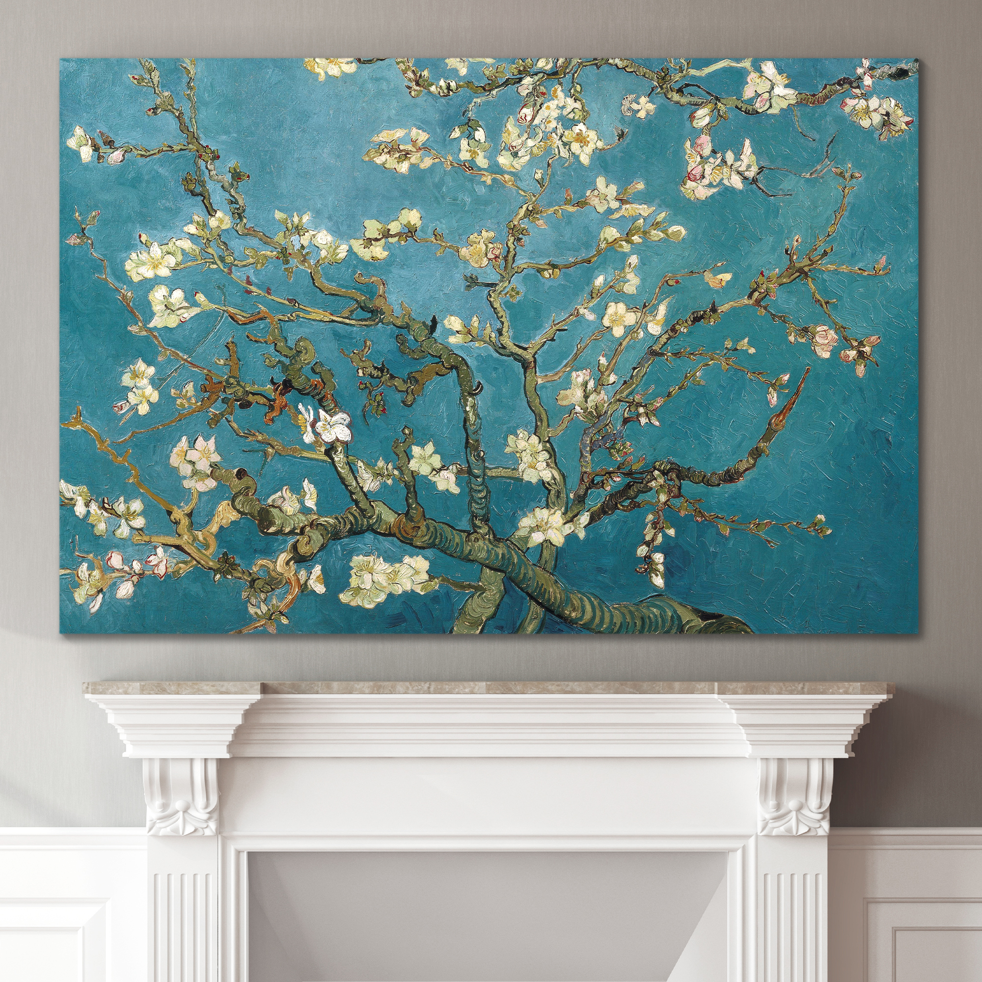 Canvas Print Wall Art - Almond Blossoms by Vincent Van Gogh Reproduction on Canvas Stretched Gallery Wrap. Ready to Hang -24