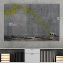 Dog Peeing On Wall Street by Banksy - Canvas Print