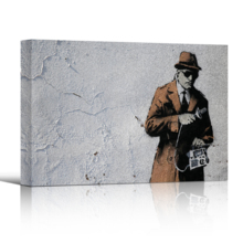 Spy Booth Man Holding Recording Device by Banksy