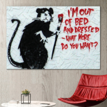 Rat Art I’m Out Of Bed And Dressed by Banksy - Canvas Print