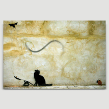 Cat Chasing Flying Mouse by Banksy - Canvas Art Print