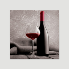 Romance Series - Black White and red Color pop - Deep red Wine - Cabernet - Merlot - Shiraz - Bottle and Glass - Canvas Art Home Art - 24x24 inches