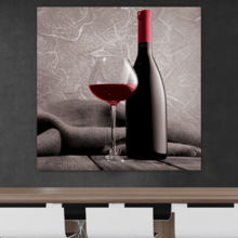 Romance Series - Black White and red Color pop - Deep red Wine - Cabernet - Merlot - Shiraz - Bottle and Glass - Canvas Art Home Art - 12x12 inches