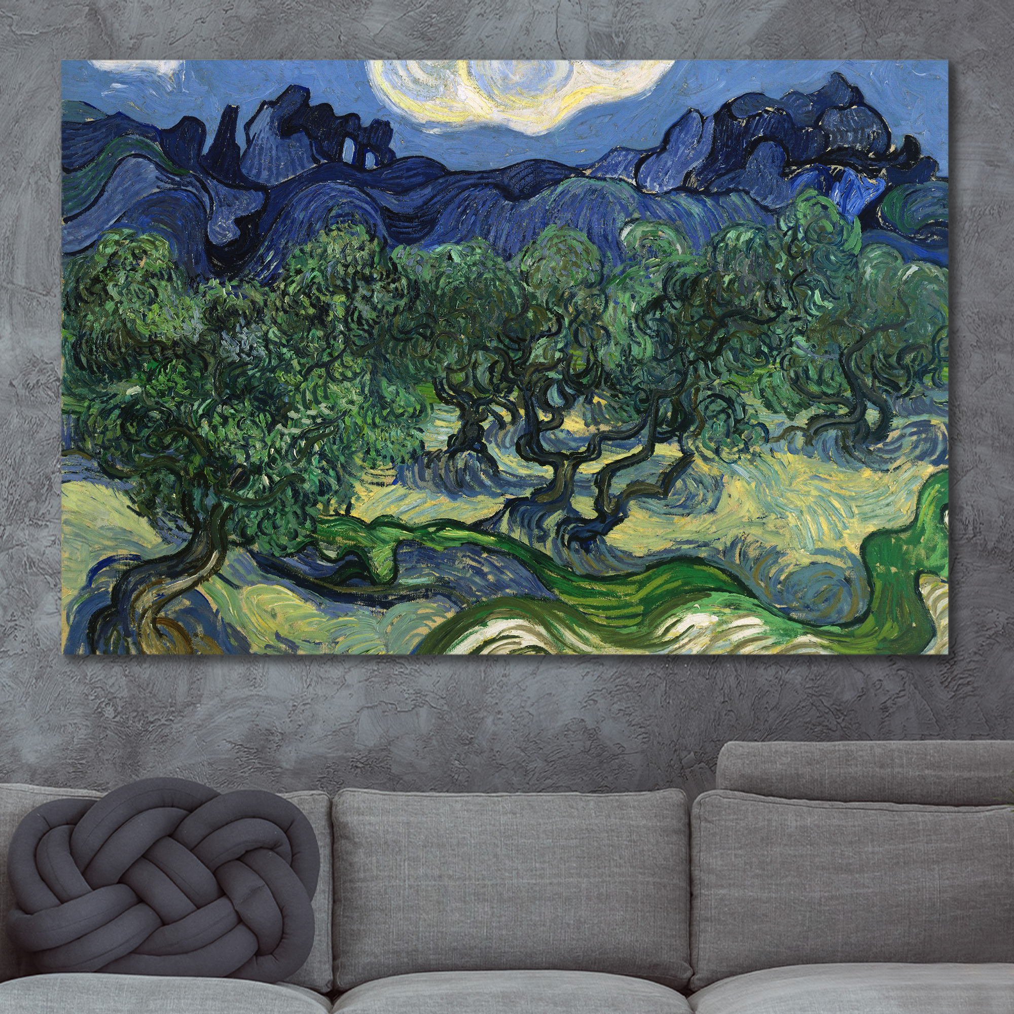 Olive Trees with The Alpilles in The Background by Vincent Van Gogh - Canvas Print Wall Art Famous Painting Reproduction - 16