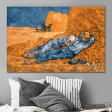 Noon,Rest from Work by Vincent Van Gogh - Canvas Print Wall Art Famous Painting Reproduction - 16" x 24"