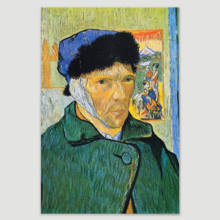 Self-Portrait with Bandaged Ear by Vincent Van Gogh Canvas Print Wall Art Famous Painting Reproduction - 12" x 18"