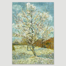 The Pink Peach Tree by Vincent Van Gogh - Canvas Print Wall Art Famous Oil Painting Reproduction - 12" x 18"