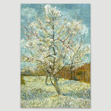 The Pink Peach Tree by Vincent Van Gogh - Canvas Print Wall Art Famous Oil Painting Reproduction - 32" x 48"