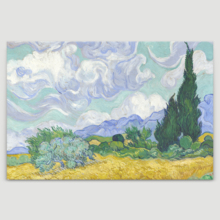 A Wheatfield with Cypresses by Van Gogh Giclee Canvas Prints Wrapped Gallery Wall Art | Stretched and Framed Ready to Hang - 12" x 18"